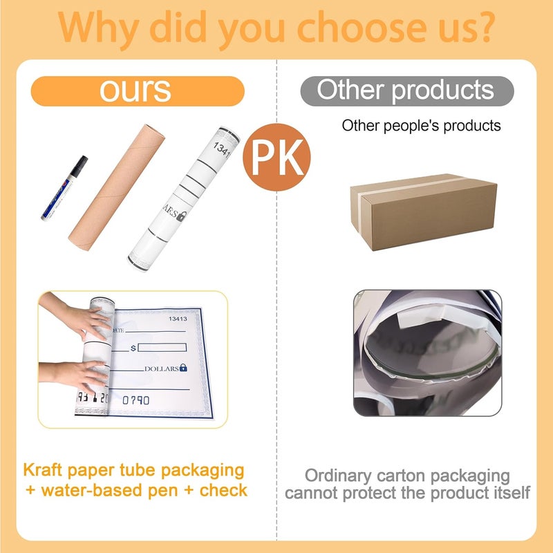 lausomile 30"x16" Reusable Giant Check Board for Donations,Awards & Presentations - Oversized Dry Erase Fake Check with Laminated Surface, Waterproof & Tear-Resistant Cardboard for Fundraisers, Charity Events - Image 2